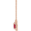 Lab Ruby Gem in 14 Karat Rose Gold 6x4 mm Pear Lab Ruby and 0.16 Carat Diamond 16 inch Necklace