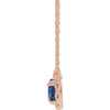 Created Sapphire Necklace in 14 Karat Rose Gold 6x4 mm Pear Lab Sapphire and 0.16 Carat Diamond 18 inch Necklace