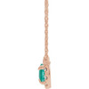 Lab Grown Emerald Gem set in 14 Karat Rose Gold 7x5 mm Pear Cut and 0.16 Carat Diamond 16 inch Necklace