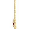 Created Ruby Necklace in 14 Karat Yellow Gold 5x3 mm Emerald Lab Ruby and 0.12 Carat Diamond 18 inch Necklace