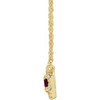 Created Ruby Necklace in 14 Karat Yellow Gold 5x3 mm Emerald Lab Ruby and 0.12 Carat Diamond 16 inch Necklace