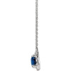 Created Sapphire Necklace in 14 Karat White Gold 6x4 mm Emerald Lab Sapphire and 0.20 Carat Diamond 18 inch Necklace