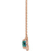 14 Karat Rose Gold 6x4 mm Emerald Lab Alexandrite and 0.20 Carat Diamond 16 inch Necklace