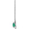 Created Emerald Necklace in Platinum 6x4 mm Emerald Lab Emerald and 0.20 Carat Diamond 16 inch Necklace