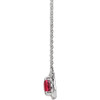 Created Ruby Necklace in Platinum 6x4 mm Emerald Lab Ruby and 0.20 Carat Diamond 16 inch Necklace