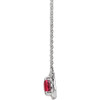 Created Ruby Necklace in Platinum 6x4 mm Emerald Lab Ruby and 0.20 Carat Diamond 18 inch Necklace
