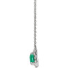 Created Emerald Necklace in Platinum 7x5 mm Emerald Lab Emerald and 0.20 Carat Diamond 18 inch Necklace