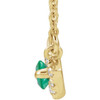 Lab Grown Emerald Gem set in 14 Karat Yellow Gold and .05 Carat Diamond Halo Style 16 inch Necklace