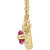 Created Ruby Necklace in 14 Karat Yellow Gold Lab Ruby and .05 Carat Diamond Halo Style 16 inch Necklace