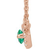 Lab Grown Emerald Gem set in 14 Karat Rose Gold and .05 Carat Diamond Halo Style 16 inch Necklace