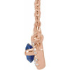 Created Sapphire Necklace in 14 Karat Rose Gold Lab Sapphire and .05 Carat Diamond Halo Style 16 inch Necklace