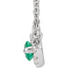 Created Emerald Necklace in Platinum Lab Emerald and .05 Carat Diamond Halo Style 18 inch Necklace