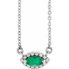 Created Emerald Necklace in Sterling Silver Lab Emerald and .05 Carat Diamond Halo Style 16 inch Necklace