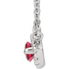 Lab Ruby Gem in Sterling Silver Lab Ruby and .05 Carat Diamond Halo Style 18 inch Necklace