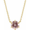 14 Karat Yellow Gold Pink Morganite Solitaire 18 inch Necklace