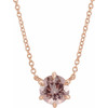 14 Karat Rose Gold Pink Morganite Solitaire 16 inch Necklace