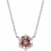 Sterling Silver  Pink Morganite Solitaire 16 inch Necklace