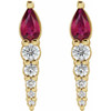 14 Karat Yellow Gold Lab Created Ruby and 0.25 Carat Diamond Earrings