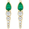 14 Karat Yellow Gold Lab Created Emerald and 0.25 Carat Diamond Earrings