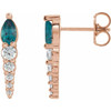 14 Karat Rose Gold Lab Created Alexandrite and 0.25 Carat Diamond Earrings