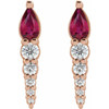 14 Karat Rose Gold Lab Created Ruby and 0.25 Carat Diamond Earrings