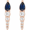 14 Karat Rose Gold Lab Created Blue Sapphire and 0.25 Carat Diamond Earrings