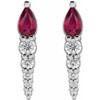 Platinum Lab Created Ruby and 0.25 Carat Diamond Earrings