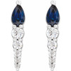 Lab Created Platinum Lab Created Blue Sapphire and 0.25 Carat Diamond Earrings