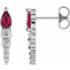 Sterling Silver Lab Created Ruby and 0.25 Carat Diamond Earrings