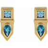 14 Karat Yellow Gold Blue Multi Gemstone Geometric Bar Drop Earrings