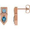 14 Karat Rose Gold Genuine Multi Gemstone Geometric Bar Drop Earrings