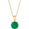 Lab Grown Emerald Gem set in 14 Karat Yellow Gold 16 inch Necklace