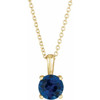 Created Sapphire Necklace in 14 Karat Yellow Gold Created Sapphire 16 inch Necklace