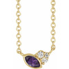 Created Alexandrite Necklace in 14 Karat Yellow Gold Lab Alexandrite and .03 Carat Diamond 16 inch Necklace