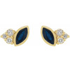 14 Karat Yellow Gold Natural Blue Sapphire and .05 Carat Natural Diamond Earrings