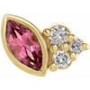 14 Karat Yellow Gold Pink Tourmaline and .03 Carat Diamond Left Earring