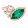 14 Karat Rose Gold Grown Emerald and .03 Carat Diamond Right Earring