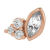 14 Karat Rose Gold Blue Sapphire and .03 Carat Diamond Right Earring
