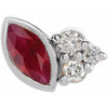 Sterling Silver Grown Ruby and .03 Carat Diamond Left Earring