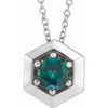 Created Alexandrite Necklace in 14 Karat White Gold Lab Alexandrite Geometric 16 inch Necklace
