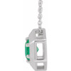 Lab Grown Emerald Gem set in 14 Karat White GoldGeometric 16 inch Necklace