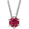 Platinum 4 mm Lab Grown Ruby Solitaire 16 inch Necklace