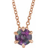 14 Karat Rose Gold 5 mm Lab Grown Alexandrite Solitaire 16 inch Necklace
