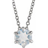 Platinum 4 mm Natural Blue Moonstone Solitaire 16 inch Necklace