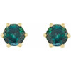 14 Karat Yellow Gold 6 mm Lab Grown Alexandrite and .03 Carat Natural Diamond Crown Earrings