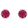 Sterling Silver 6 mm Lab Grown Ruby and .03 Carat Natural Diamond Crown Earrings