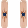 14 Karat Rose Gold Natural Blue Sapphire Starburst Bar Earrings