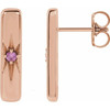 14 Karat Rose Gold Natural Pink Blue Sapphire Starburst Bar Earrings