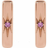 14 Karat Rose Gold Natural Pink Blue Sapphire Starburst Bar Earrings