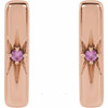 14 Karat Rose Gold Natural Pink Blue Sapphire Starburst Bar Earrings